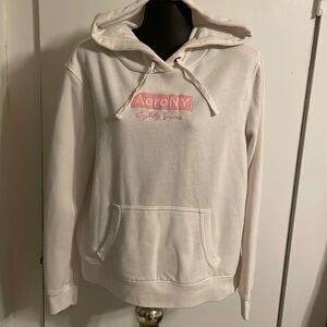 Vintage medium Aero NY Eighty Seven white long sleeve kangaroo pocket hoodie